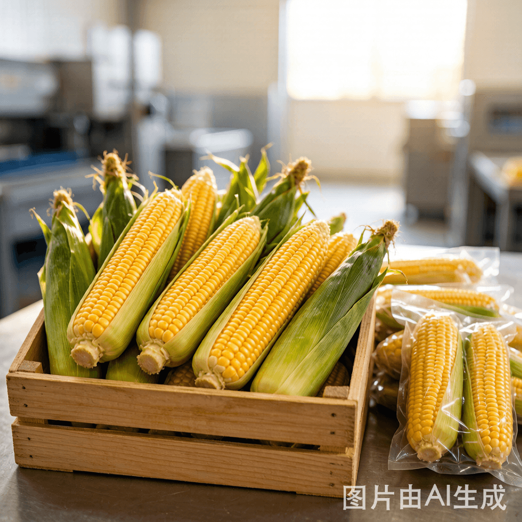 现场采收的鲜食玉米果穗